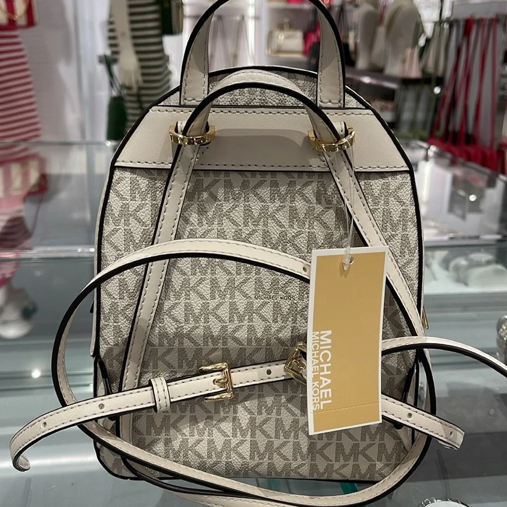 Michael Kors Ladies Backpack Bag Jaycee XS Conv Zip Backpack Light Cream Multi - Picture 6 of 16